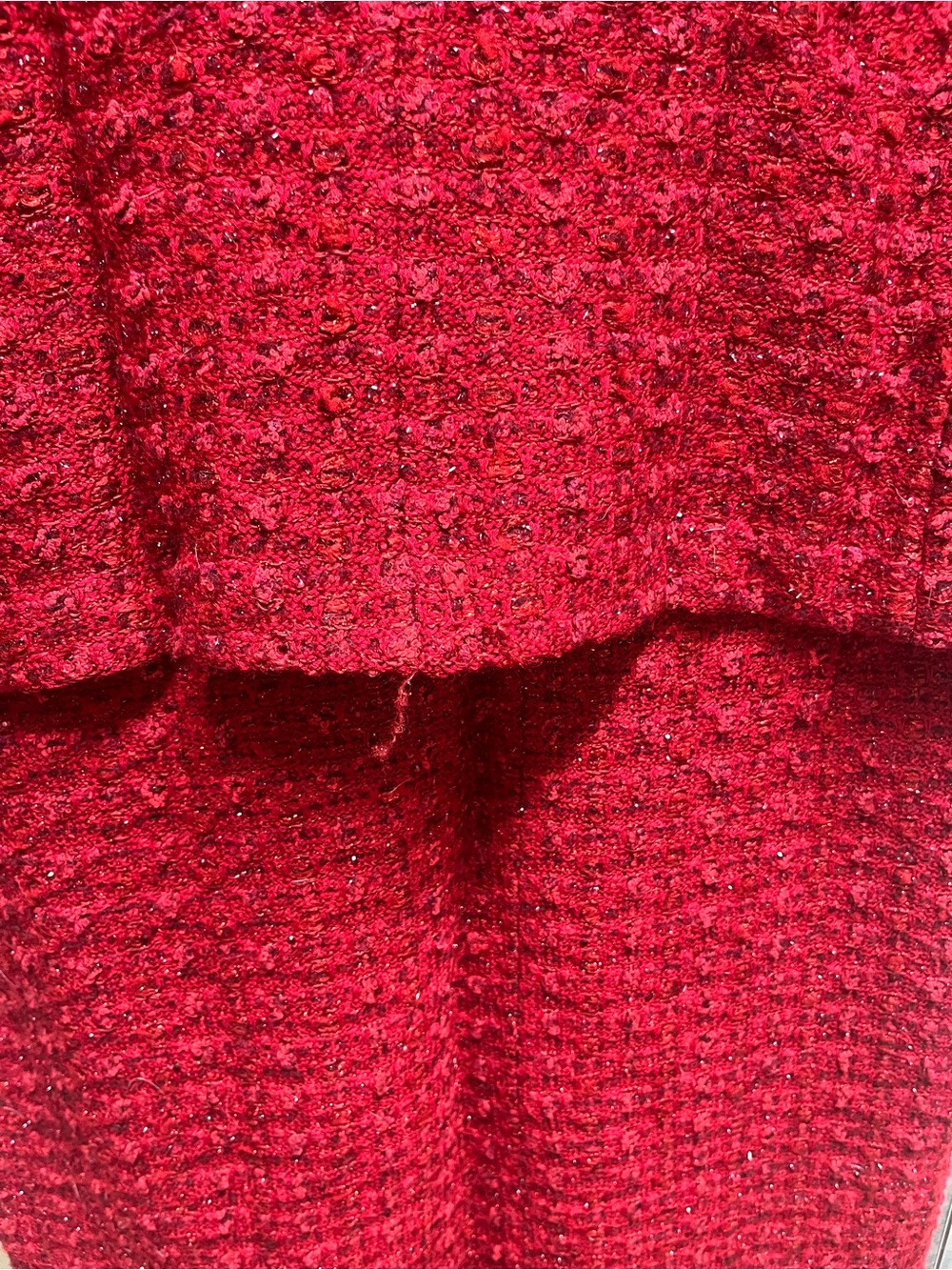 St. John Red Tweed Skirt Suit with Decorative Buttons - Picture 4 of 4